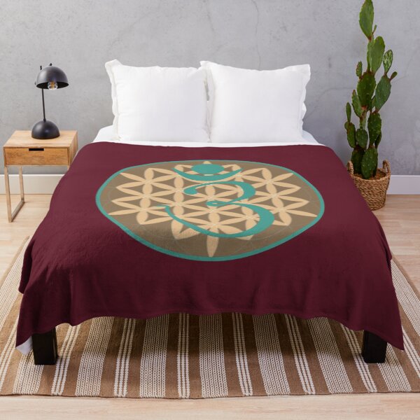 Item preview, OM Logo - Teal on Brown With Flower of Life designed and sold by Fractal Journeys, etc. .