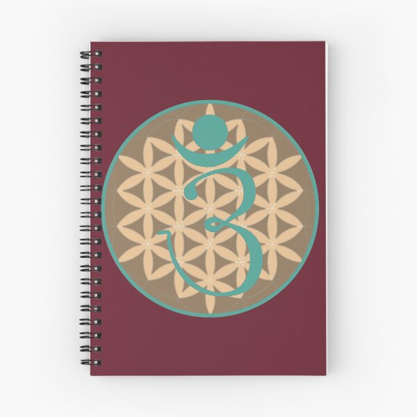 Item preview, OM Logo - Teal on Brown With Flower of Life designed and sold by Fractal Journeys, etc. .