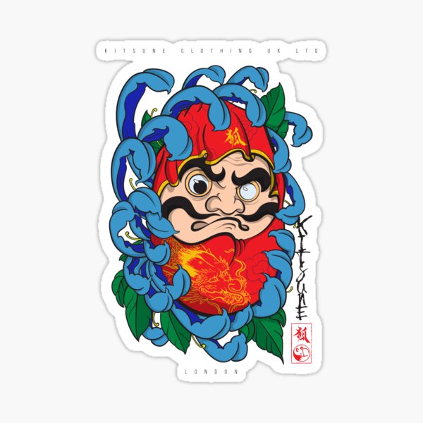 Kitsune Daruma - Daruma Doll - Sticker