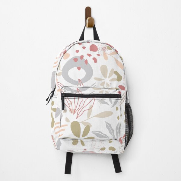 Item preview, Abstract Mixed Pastel Watercolor Nature Print - Gray, Red, Apricot Colors Leaves and Flowers designed and sold by silviaol.