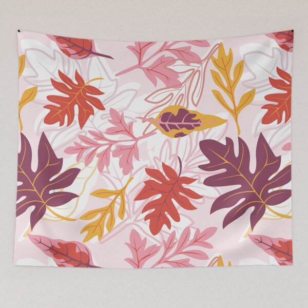 Item preview, Vibrant Fall Autumn Pattern- Bright Orange, Pink Yellow Leaves, Fall Botanical Leaves Print designed and sold by silviaol.