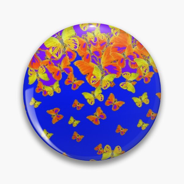 Item preview,  MIXED ORANGE-YELLOW BUTTERFLY PATTERNS ON BLUE-PURPLE ART designed and sold by sharlesart.