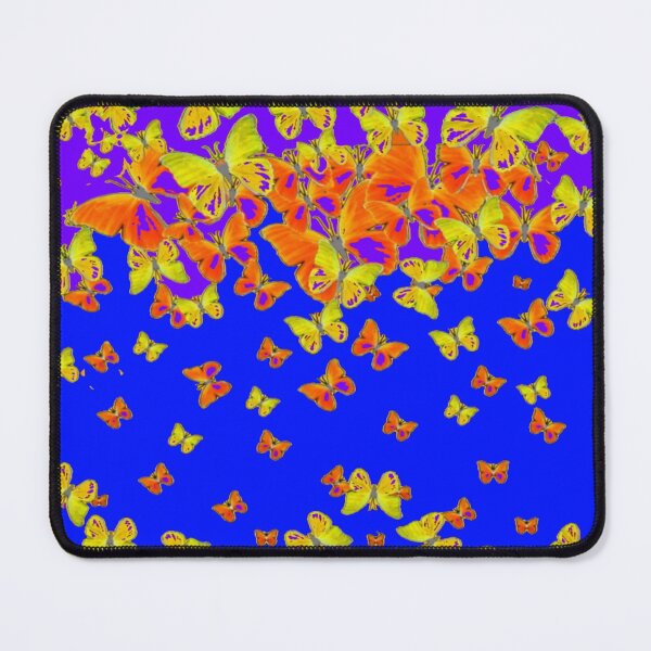 Item preview, MIXED ORANGE-YELLOW BUTTERFLY PATTERNS ON BLUE-PURPLE ART designed and sold by sharlesart.