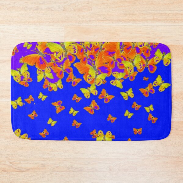 Item preview,  MIXED ORANGE-YELLOW BUTTERFLY PATTERNS ON BLUE-PURPLE ART designed and sold by sharlesart.