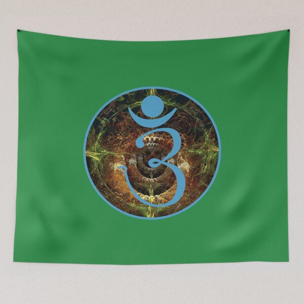 Item preview, OM Logo - Blue on Fractal Pattern designed and sold by Fractal Journeys, etc. .
