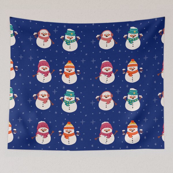 Item preview, Christmas Snowmen Snowflakes Pattern. Cute and Funny Snowmen on Blue. Holiday Pattern designed and sold by silviaol.