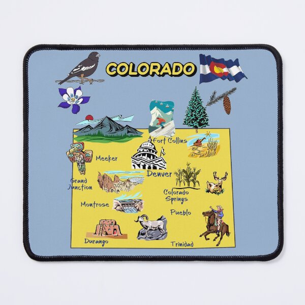 Item preview, tourist map of Colorado state, USA, major cities, flag, landmarks designed and sold by mashmosh.
