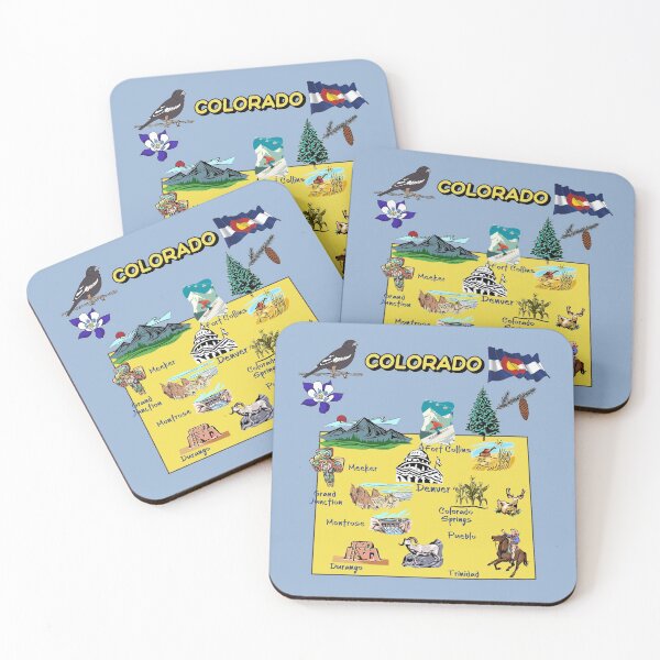Item preview, tourist map of Colorado state, USA, major cities, flag, landmarks designed and sold by mashmosh.