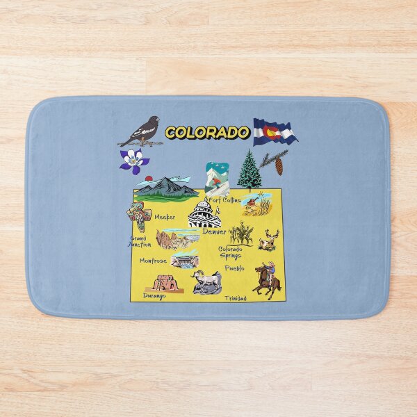 Item preview, tourist map of Colorado state, USA, major cities, flag, landmarks designed and sold by mashmosh.