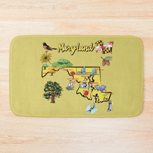 Item preview, Hand Drawn Illustration of Maryland Map with Tourist Destinations, attractions, USA designed and sold by mashmosh.
