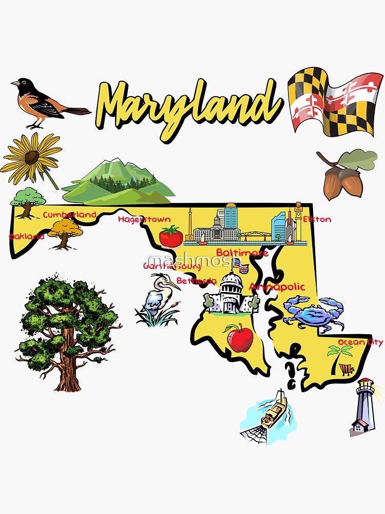 illustrated Map of Louisiana in US with major Cities, symbols and  attractions Sticker for Sale by mashmosh