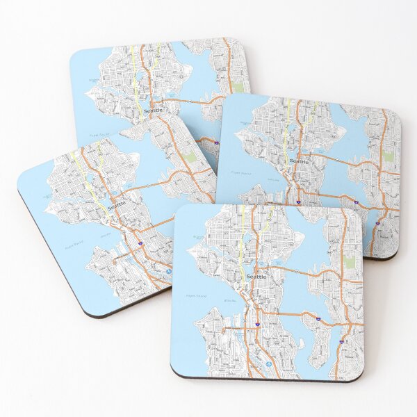 Item preview, Seattle Street Map Art Fisherman’s Wharf Starbucks Space Needle  designed and sold by Midwest-Goods.