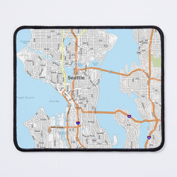 Item preview, Seattle Street Map Art Fisherman’s Wharf Starbucks Space Needle designed and sold by Midwest-Goods.