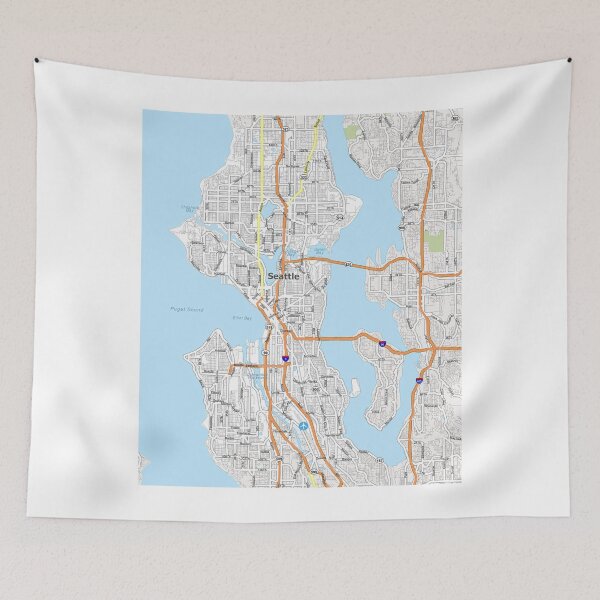 Item preview, Seattle Street Map Art Fisherman’s Wharf Starbucks Space Needle  designed and sold by Midwest-Goods.