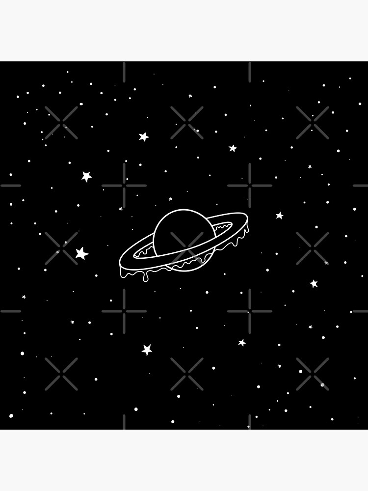 Thumbnail 3 of 3, Sticker, Black and white melting ring planet at endless galaxy covered by stars designed and sold by Butterfly-Dream.