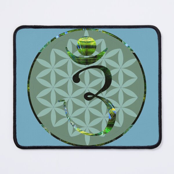 Item preview, OM Logo - Fractal Pattern on Green With Flower of Life designed and sold by Fractal Journeys, etc. .