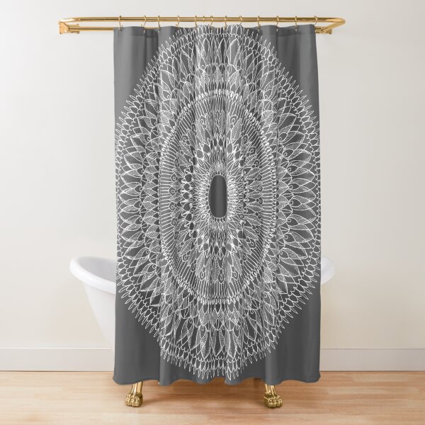 Tokyo Mandala | Grey - SimmyGhatt Shower Curtain
