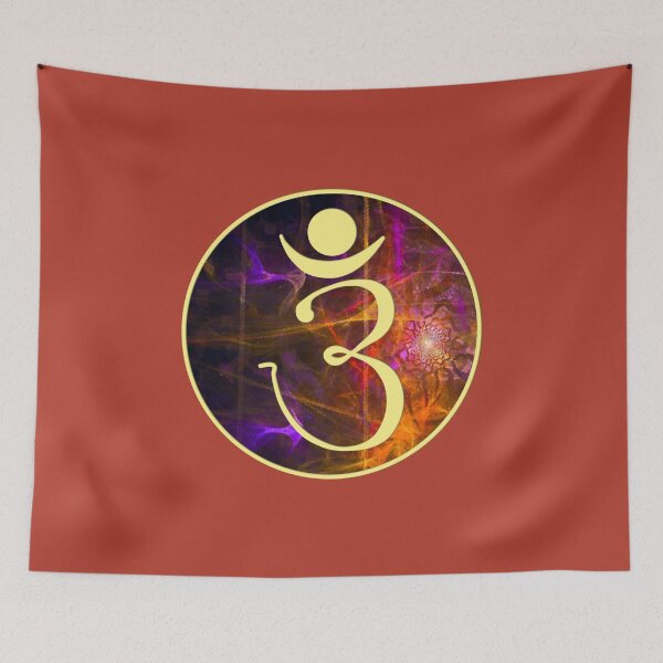 Item preview, OM Logo - Yellow on Fractal Pattern designed and sold by Fractal Journeys, etc. .