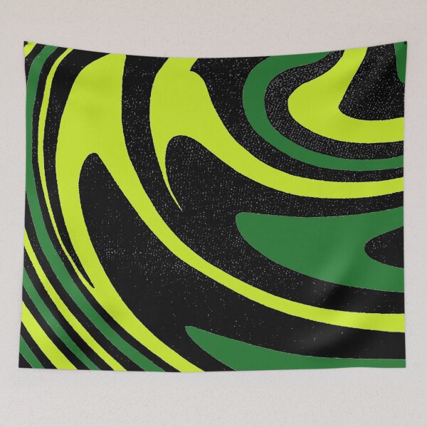 Item preview,  Midcentury modern pattern, curvey, waves,green yellow and black abstract pattern, 1960s pattern, bad trip designed and sold by Nostrathomas66.