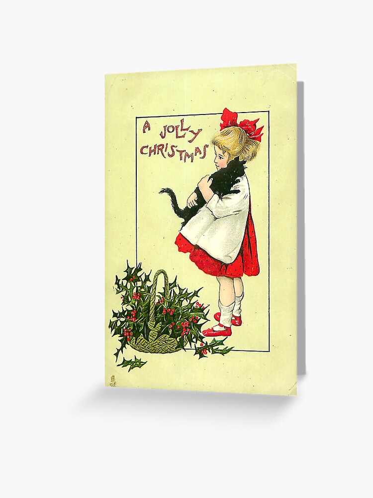 Thumbnail 1 of 2, Greeting Card, Vintage "A Jolly Christmas" Postcard designed and sold by douglasewelch.