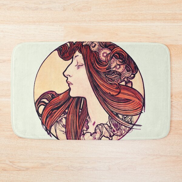 Item preview, Art nouveau woman portrait Stained glass window for the facade of the Fouquet boutique by Alphonse Maria Mucha celtic designed and sold by Novel-ty.