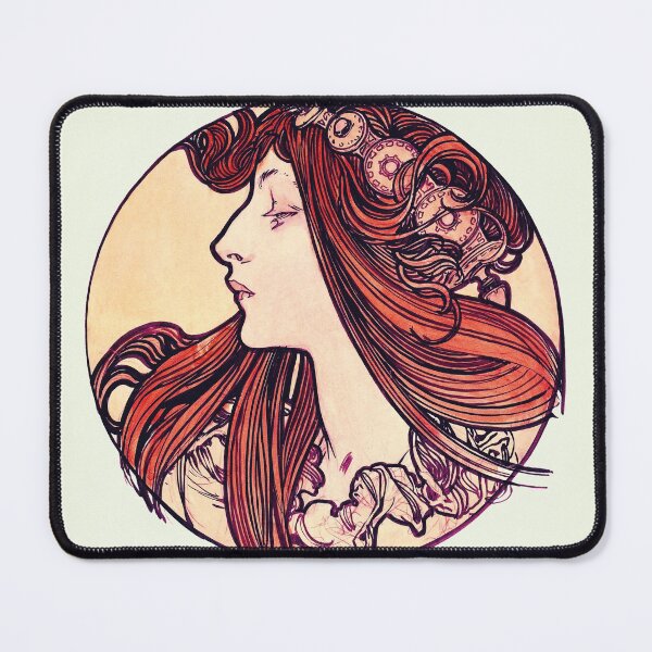 Item preview, Art nouveau woman portrait Stained glass window for the facade of the Fouquet boutique by Alphonse Maria Mucha celtic designed and sold by Novel-ty.