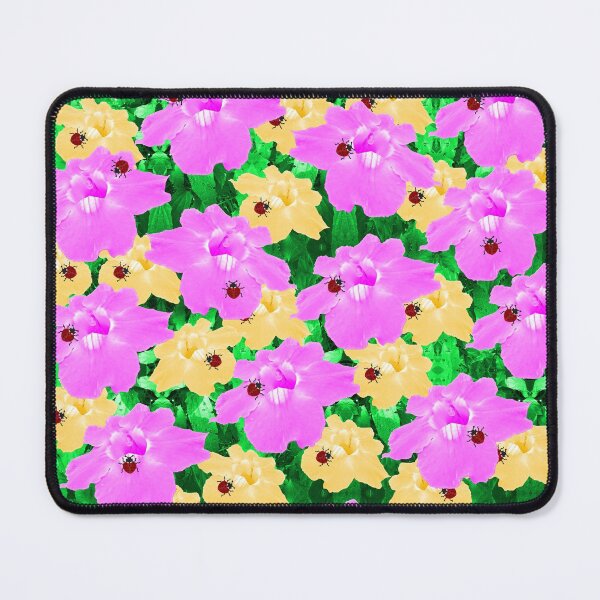 Item preview, Pink and yellow flowers, ladybugs and leaves pattern designed and sold by wagnerps.