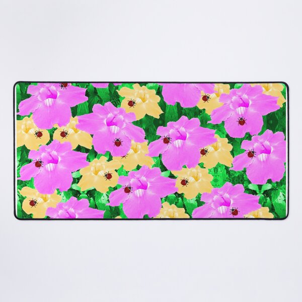 Item preview, Pink and yellow flowers, ladybugs and leaves pattern designed and sold by wagnerps.