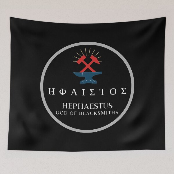 Item preview, Hephaestus Greek God of Blacksmiths Anvil Hammer Mythology Design designed and sold by OnyxMoonDesigns.
