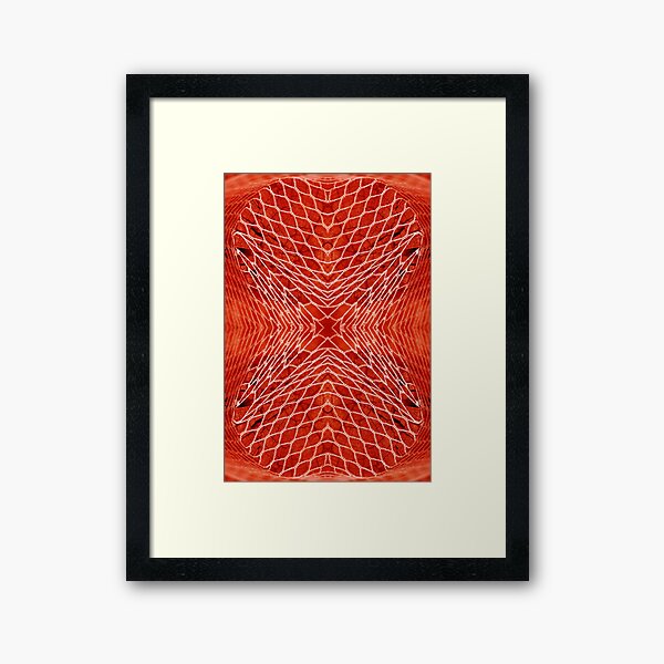 Vineyard Posts with Nets in Red by Adelaide Artist Avril Thomas at Magpie Springs Framed Art Print