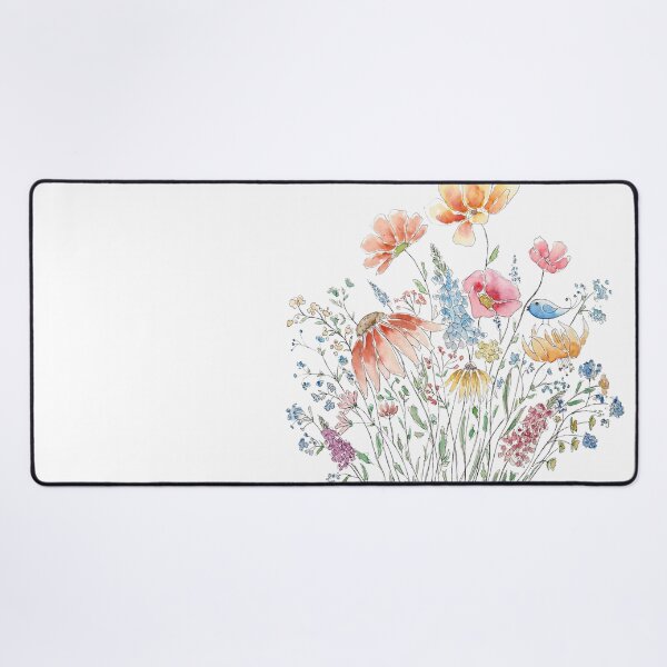 Item preview, hand painted wild flower bouquet and blue bird-line and watercolor 2 designed and sold by ColorandColor.