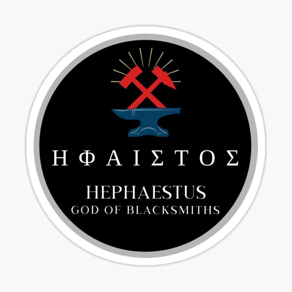 Item preview, Hephaestus Greek God of Blacksmiths Anvil Hammer Mythology Design designed and sold by OnyxMoonDesigns.