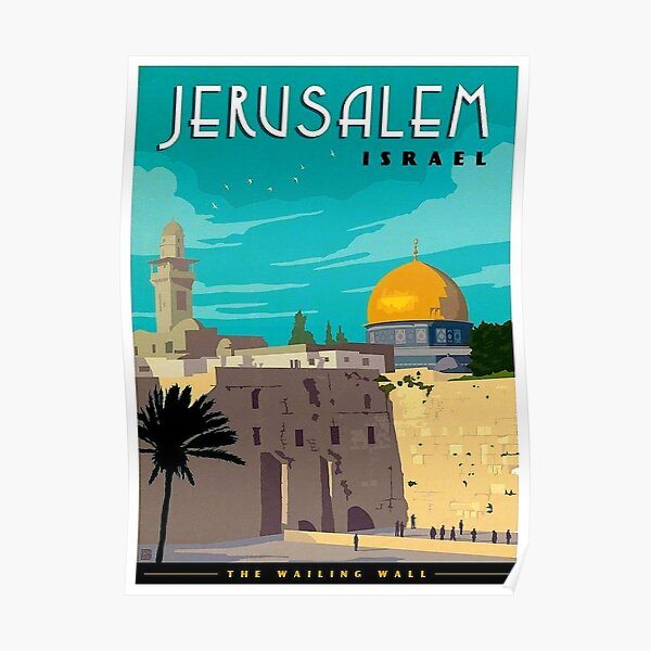 JERUSALEM ISRAEL : Vintage Travel Advertising Print Poster