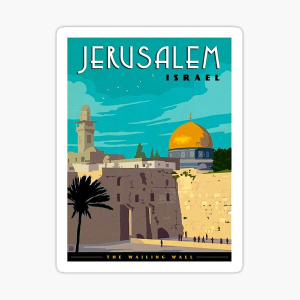 JERUSALEM ISRAEL : Vintage Travel Advertising Print Sticker
