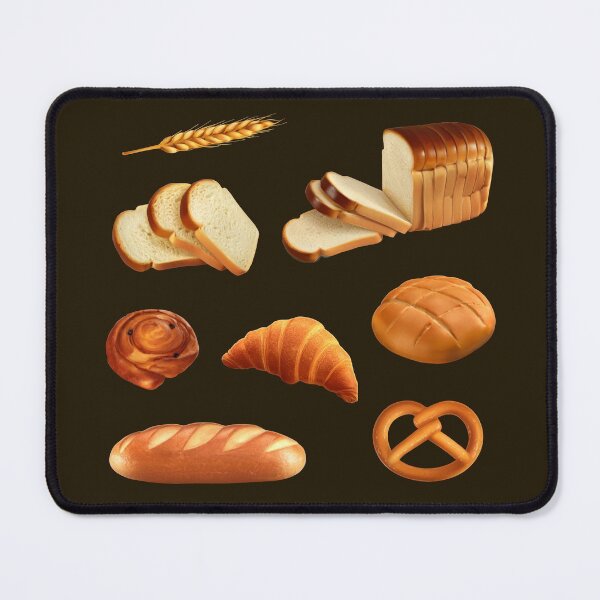 Artikelvorschau, 3D-Brotvielfalt - geschnittenes Brot, Brezel, Croissant, Hot Cross Bun, Brezel, Rosinenbrötchen, entworfen und verkauft von Alicia Chee.