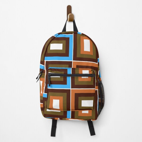 Item preview, Mid-Century Modern Burnt Orange, Olive, Blue Rectangles Pattern designed and sold by DEC02.