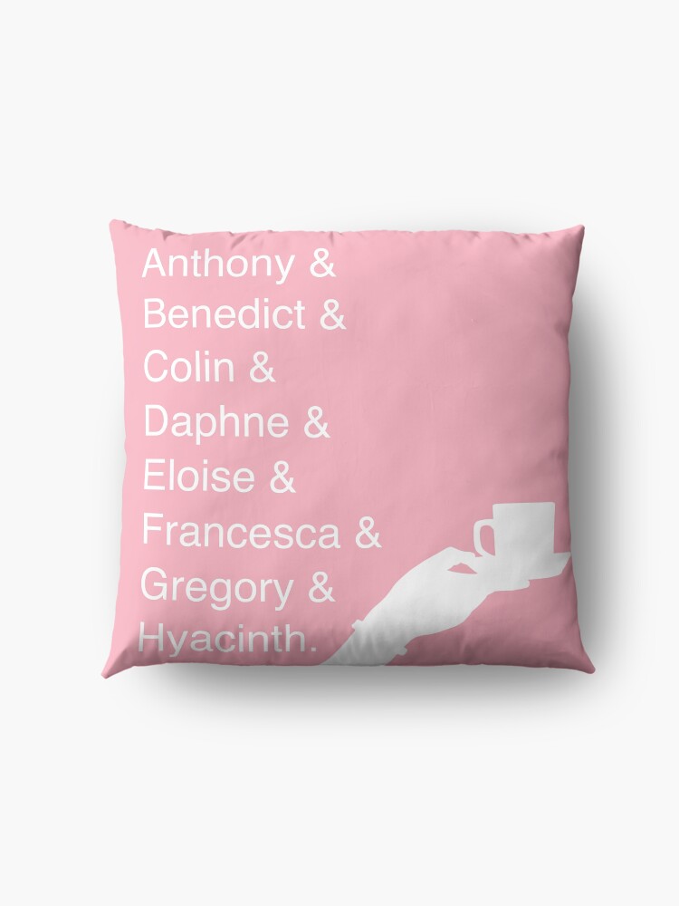 Alternate view of The Bridgerton Siblings with Pink Background Floor Pillow