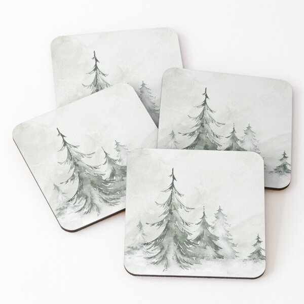 Item preview, Watercolor Fir Trees Winter Landscapen designed and sold by IoanaHraball.