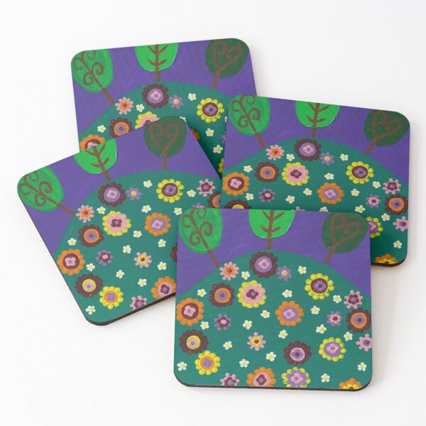 Item preview, Flowers on a hill- hand painted designed and sold by waterlily-joy.