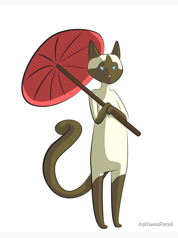 Impression Rigide Chat Siamois Avec Un Design De Dessin Anime De Style Manga Parapluie Par Askhamsretail Redbubble