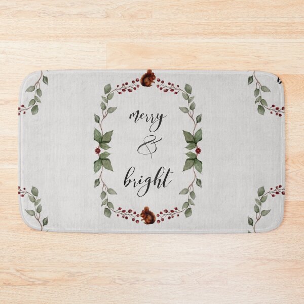 Item preview, Holiday Wreath Red Squirrels and Red Berries- Merry and Bright- Happy Quote designed and sold by Monica Laipple.