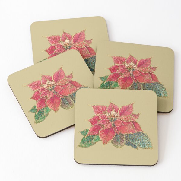 Item preview, Poinsettia Christmas Flower Gold Emboss designed and sold by Lalita-Designs.