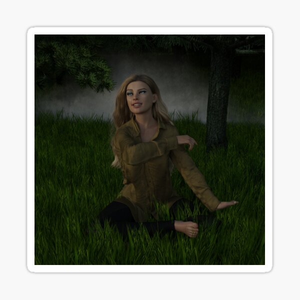 Woman in Bliss in Forest Sticker