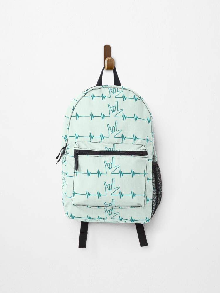 Thumbnail 1 of 3, Backpack, ASL Heartbeat Line designed and sold by RinozaRose.