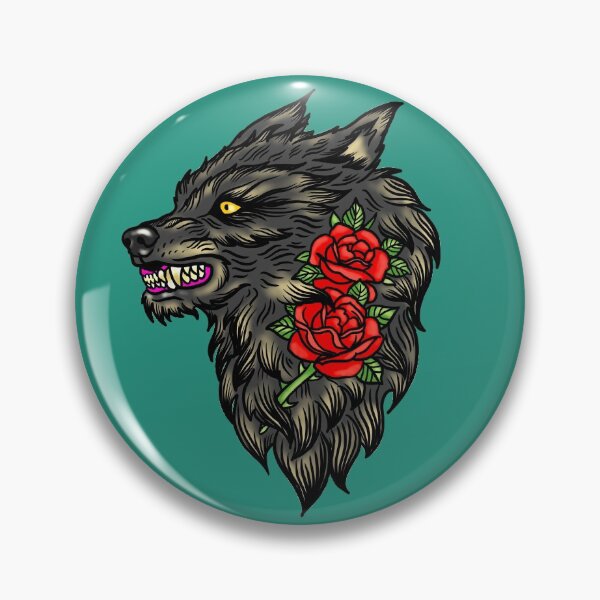 Item preview, Snarling Wolf & Roses designed and sold by InkedWolfie.