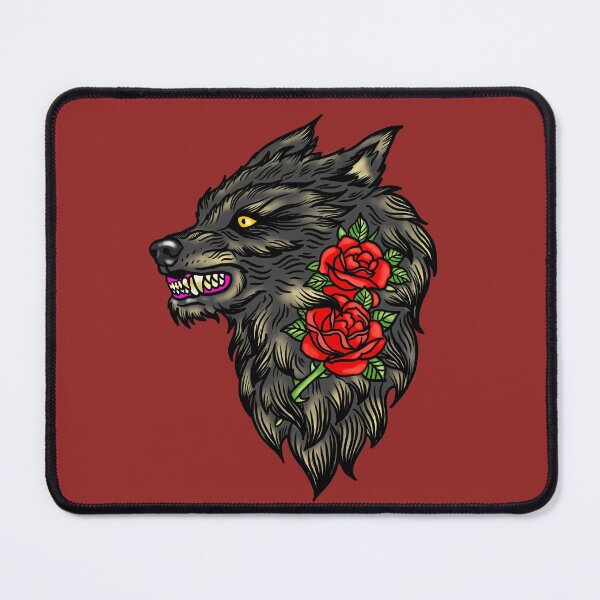 Item preview, Snarling Wolf & Roses designed and sold by InkedWolfie.