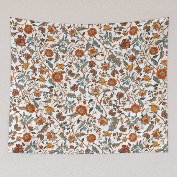 Item preview, Indian Chintz, Chinoiserie, boho, orange, vintage, retro, floral,  designed and sold by chrissyink.