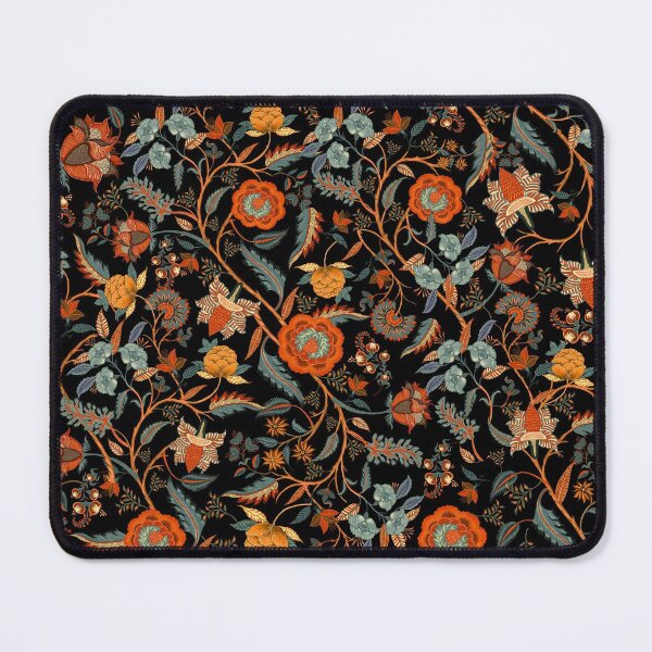 Item preview, Chintz on black, Indian, orange, boho, retro, vintage florals, chinoiserie designed and sold by chrissyink.