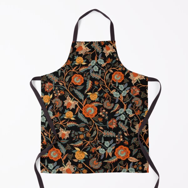 Item preview, Chintz on black, Indian, orange, boho, retro, vintage florals, chinoiserie designed and sold by chrissyink.