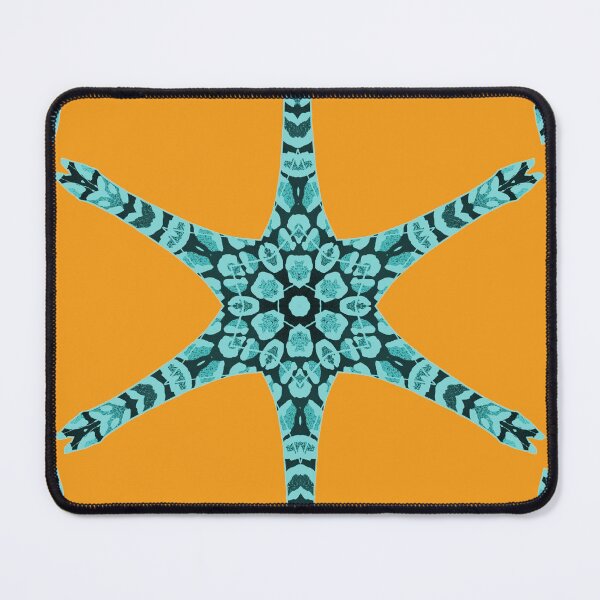 Item preview, Six Arm Kaleidoscope in Turquoise Blue on Adobe tan designed and sold by AlteredAtelier.